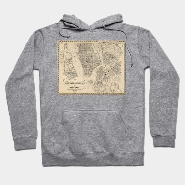 Vintage Map of NYC and Brooklyn (1855) Hoodie by Bravuramedia